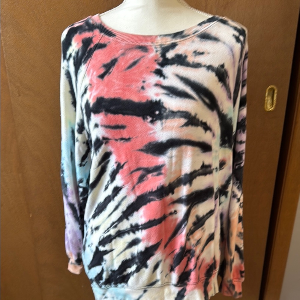 Multicolor Tie-Dye Women's side slit sweatshirt